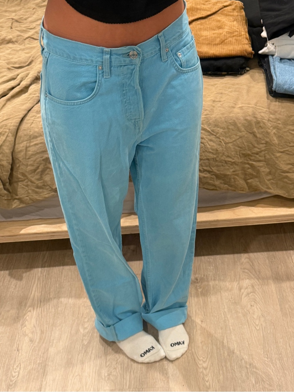 GRLFRND Karolina Light Blue Straight Leg Jeans Size 25 Made in USA